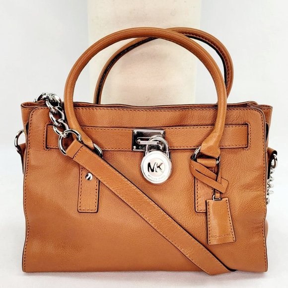 Michael Kors Handbags - AUTHENTIC MICHAEL KORS Hamilton Large Traveler Luggage Leather Satchel - Camel